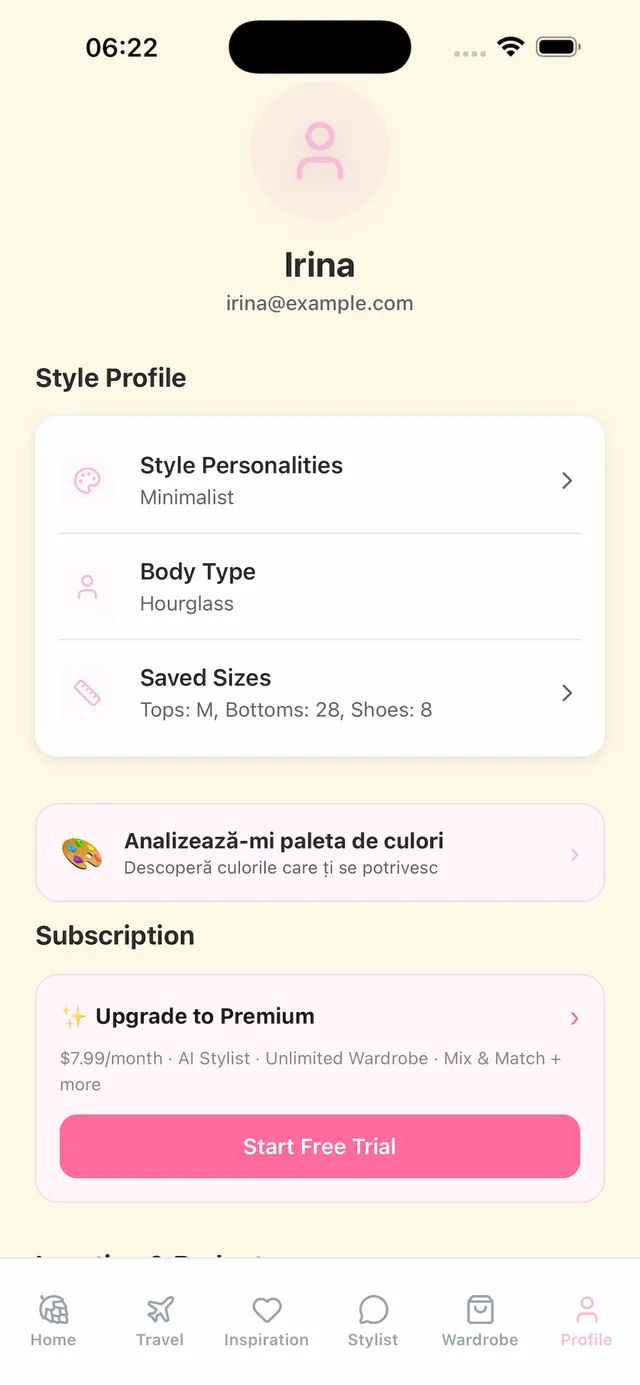 Color Palette Analyzer results in the Dressed app